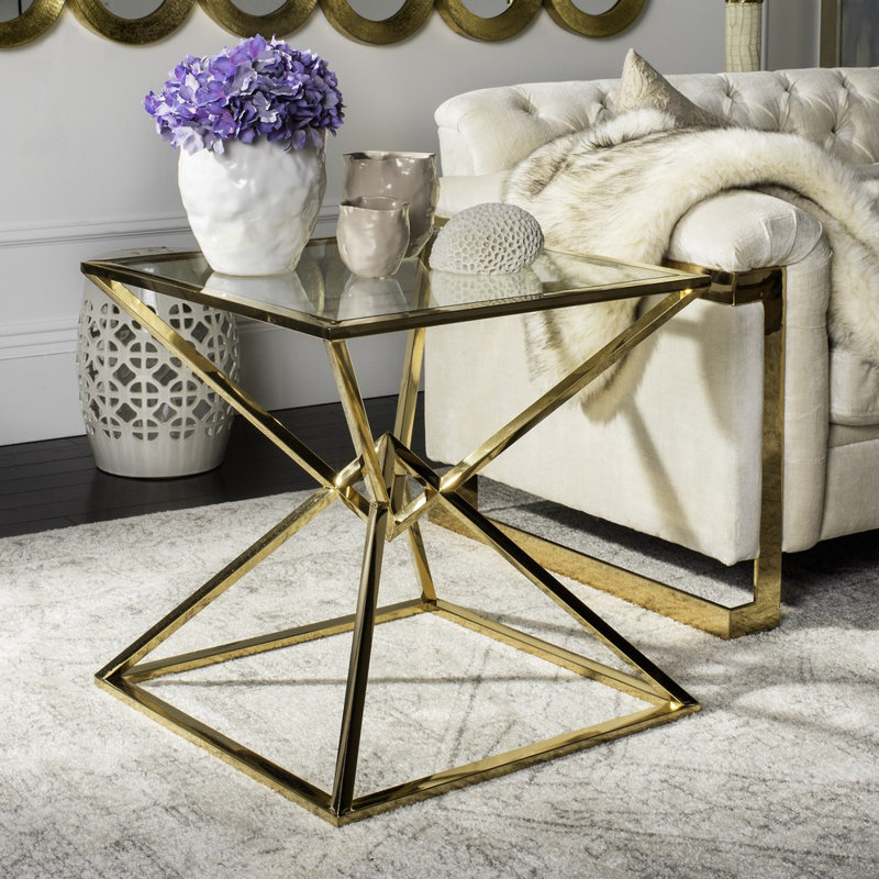 Mercer41 Fiorella Glass Top Abstract End Table Wayfair